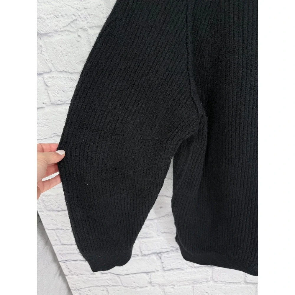Free People Sunbeam Sweater Black Heavy Chunky Knit Oversized Pullover XS